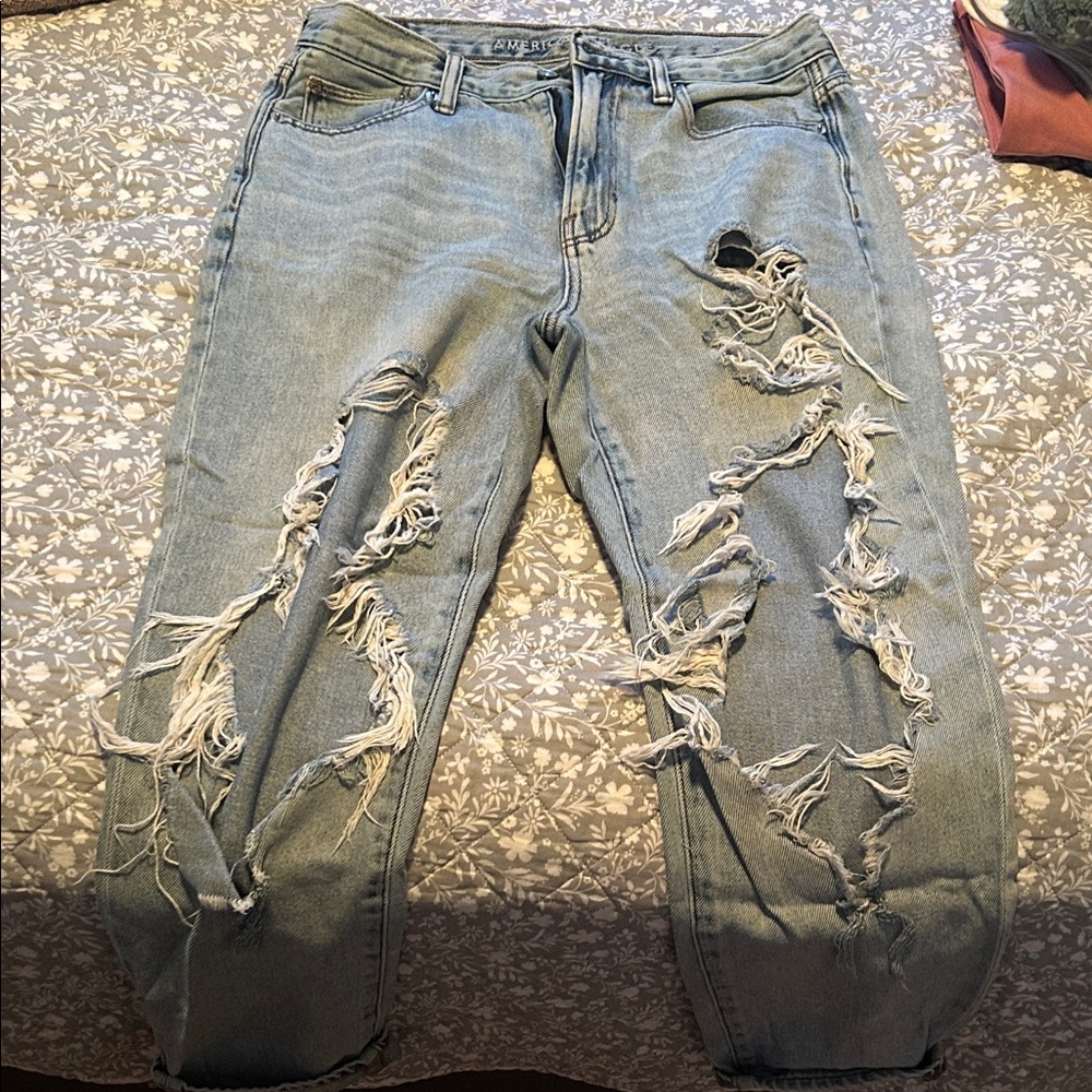 AMIRI Light Blue Distressed Boyfriend Jeans